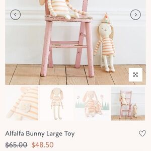 Meri Meri Pink and Cream Striped Bunny